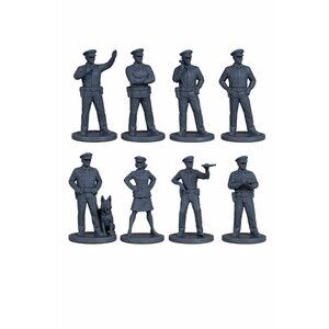 Police Figures – 8 Unpainted Resin Officers for Model Railroad & Dioramas 28mm
